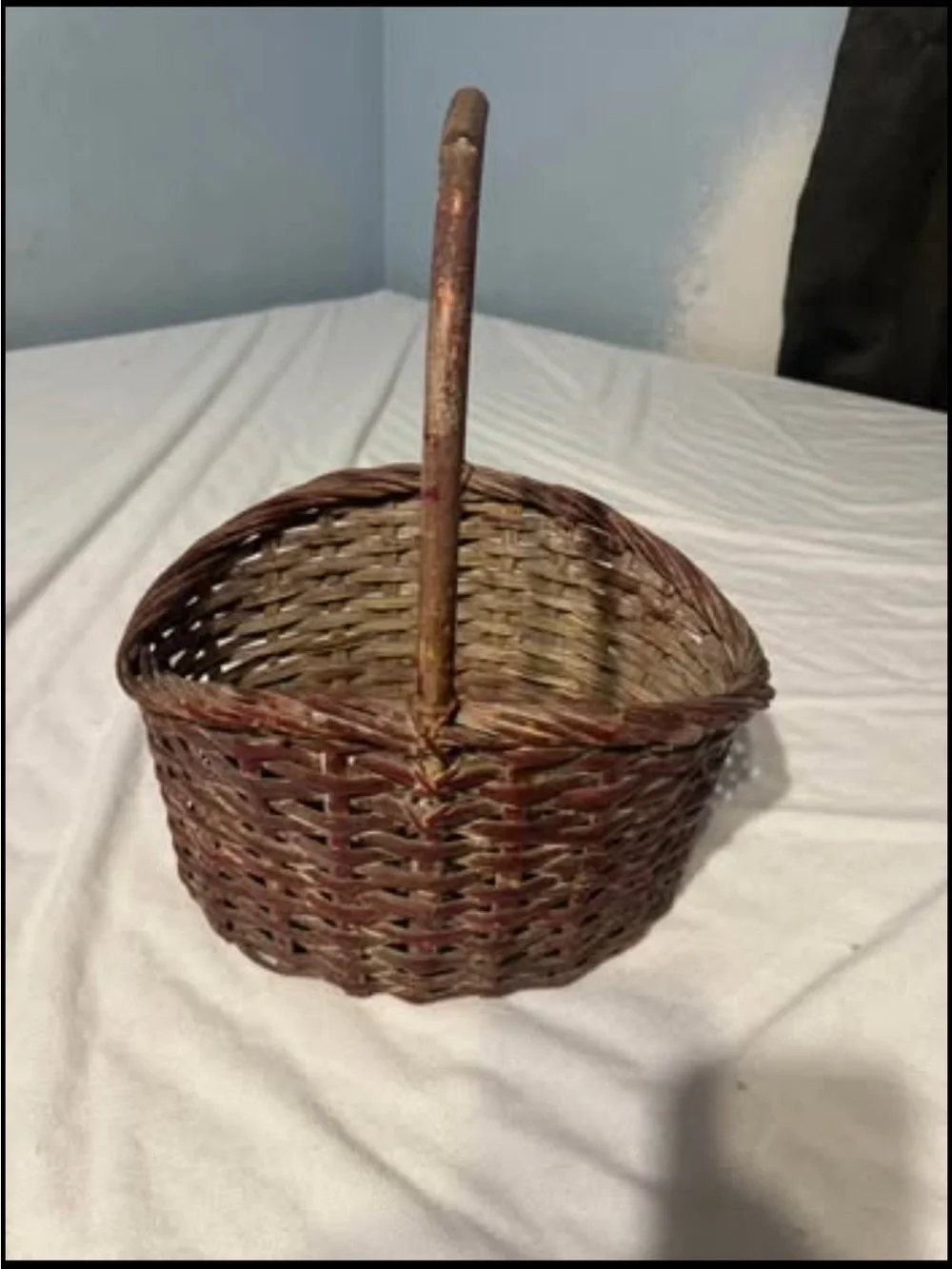 Rustic Brown Woven Basket with Handle - Home Accents